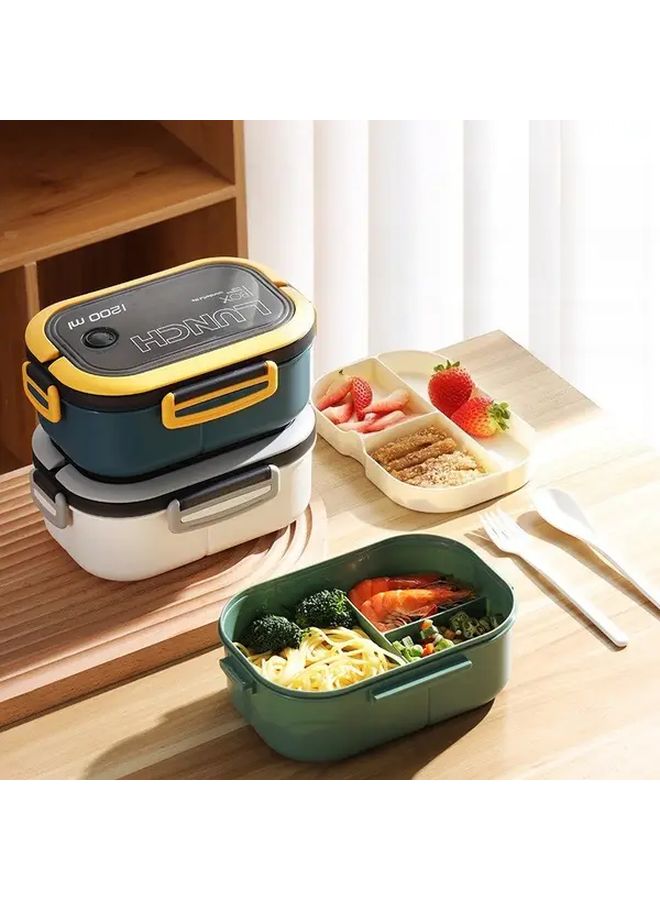 Green Microwave Safe Thermal Lunch Box 3 Compartment Leakproof Insulated For Office School Travel - Image 5